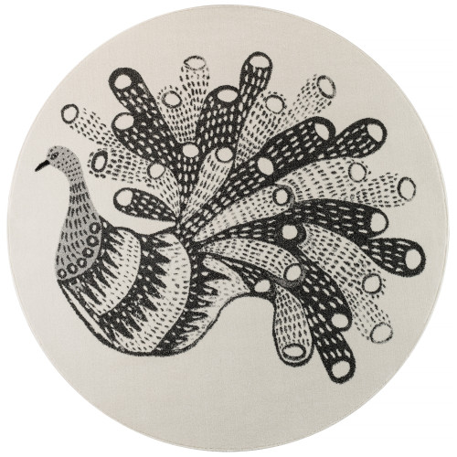 “Seagull in Its Nest” Rug – Monochrome Edition (Maria Prymachenko, 1961)